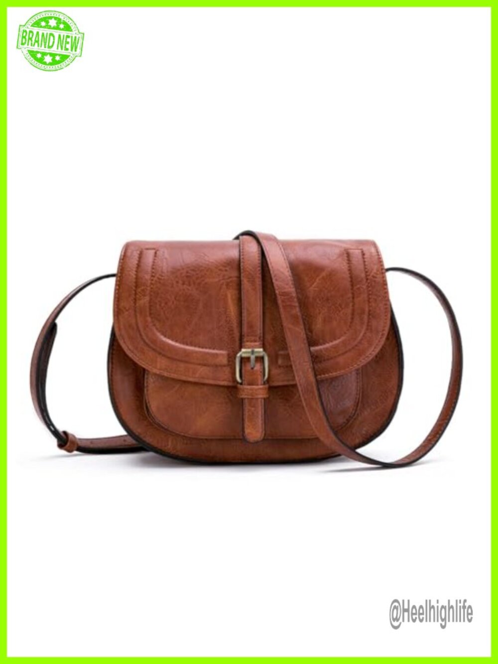Vegan Leather Crossbody Bag Saddle Purse Adjustable Strap